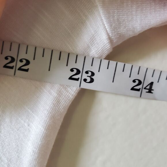 Logo Womans Blouse Ivory Rayon Solid Tunic Pockets Button Up Gray Lace Trim Sz L - Picture 11 of 12